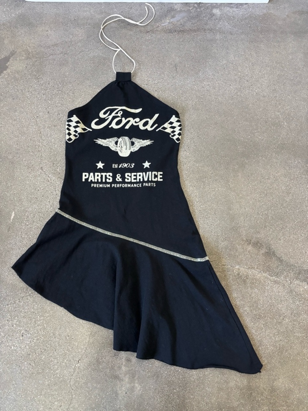 Ford Black Halter Dress with White ford graphic